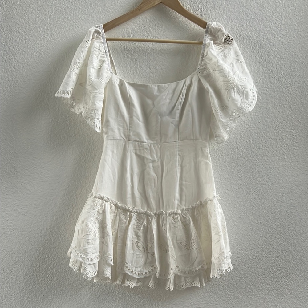 White Embroidered Eyelet Short Dress